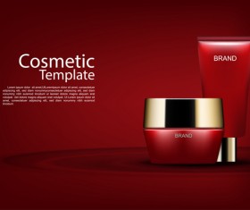 Red cosmetic cream poster template and dark red background vector 03