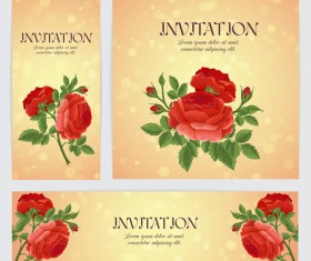 Red rose banner with card template vector