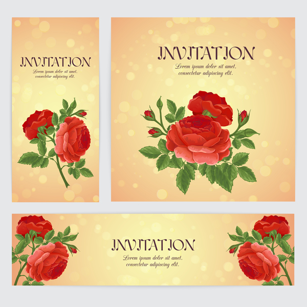 Red rose banner with card template vector
