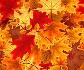 Red with golden autumn leaves background vector