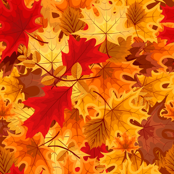 Red with golden autumn leaves background vector free download
