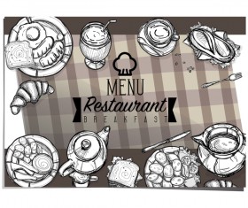 Restawrant breakfast menu cover vector