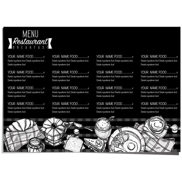 Restawrant breakfast menu with price list vector design 02