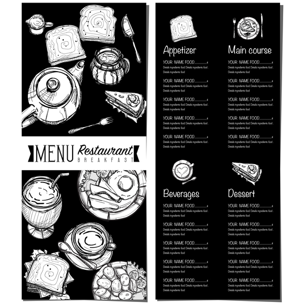 Restawrant breakfast menu with price list vector design 05