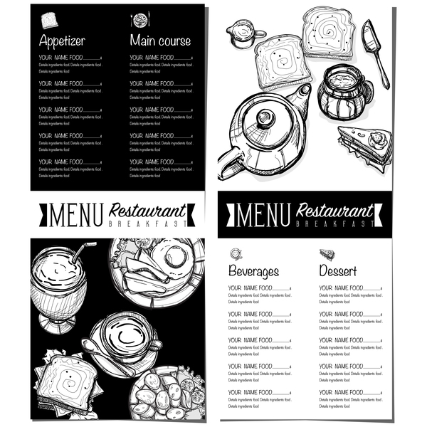 Restawrant breakfast menu with price list vector design 06