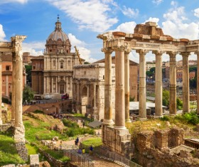 Roman city square Stock Photo