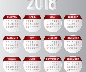 Round calendar 2018 card vector