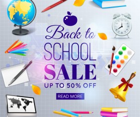 Sale background with school elements vector