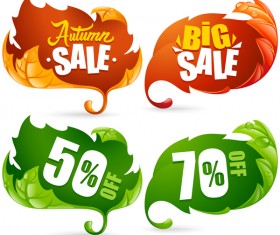 Sale labels with autumn leaves vector