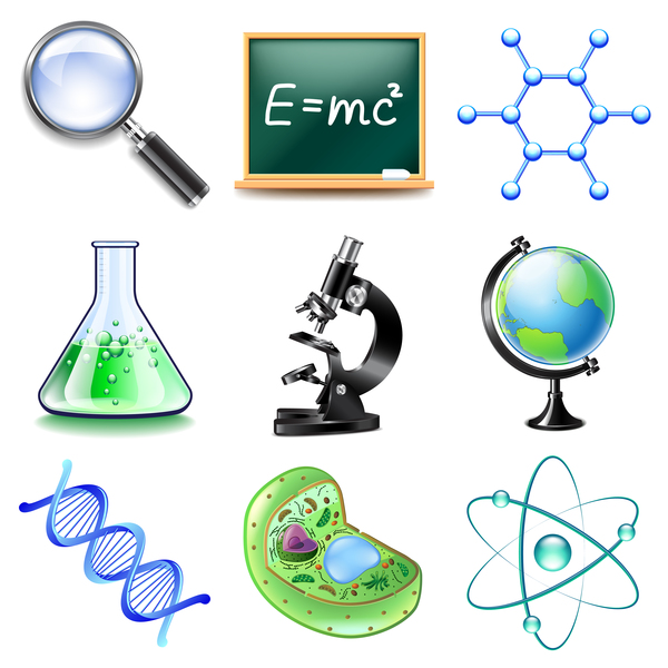 Science icons realistic vector set