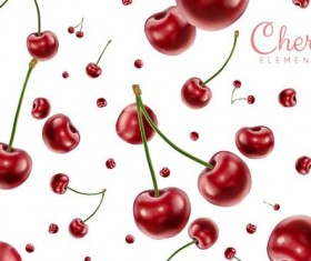Seamless cherry pattern vectors