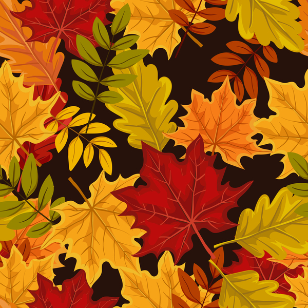 Seamless leaves autumn pattern vector
