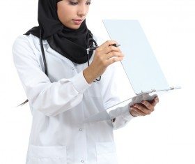 See the doctor who diagnoses the report Stock Photo