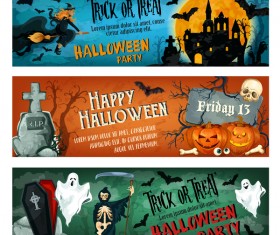 Set of halloween banner template vectors 01