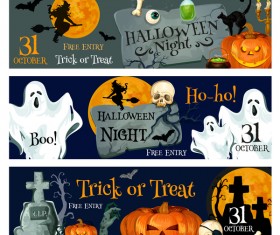 Set of halloween banner template vectors 02