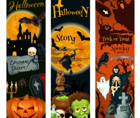 Set of halloween banner template vectors 04