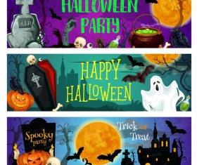 Set of halloween banner template vectors 05
