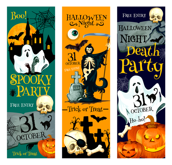 Set of halloween banner template vectors 06