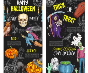 Set of halloween banner template vectors 07