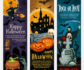 Halloween Night Banner Vector Set 04 Free Download