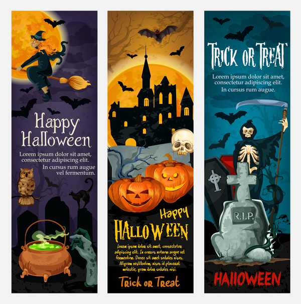 Set of halloween banner template vectors 08