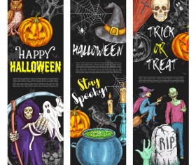 Set of halloween banner template vectors 09