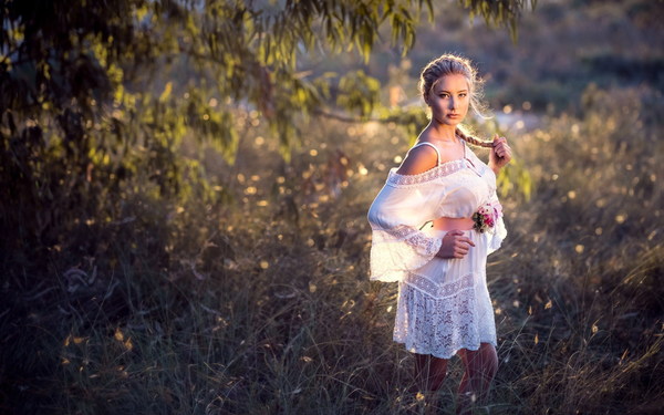 Small fresh chiffon shirt girls Stock Photo