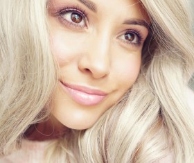 Smiling blonde woman Stock Photo