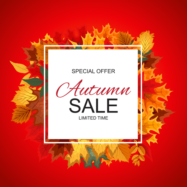 Special offer autumn sale template vector set 02
