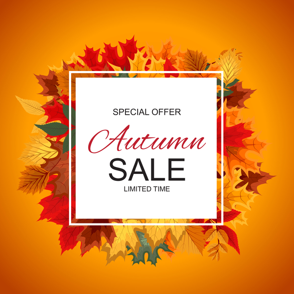 Special offer autumn sale template vector set 03