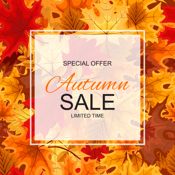 Special offer autumn sale template vector set 05