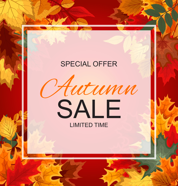 Special offer autumn sale template vector set 07