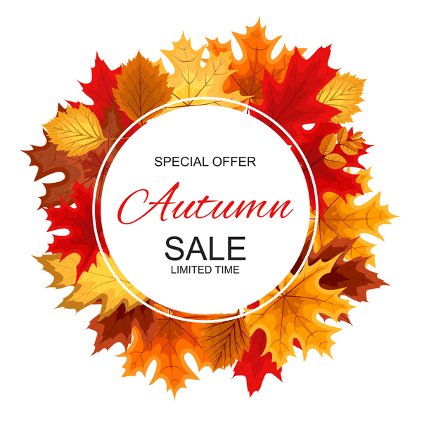 Special offer autumn sale template vector set 10