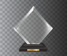 Square acrylic glass trophy award vector