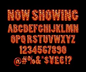 Star neon alphabet with numbers vector