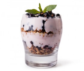 Stock Photo Yogurt with muesli and berries 03