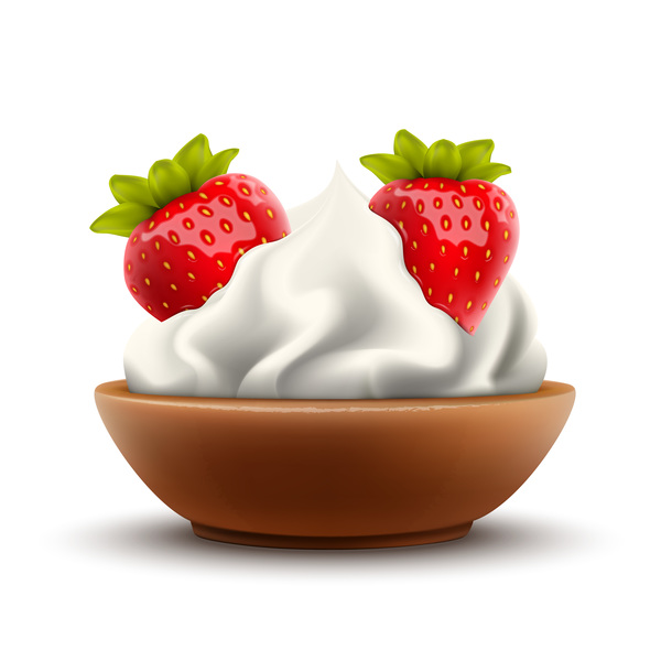 Strawberry with milkshake vector