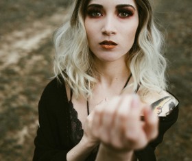 Stylish woman with heavy makeup Stock Photo