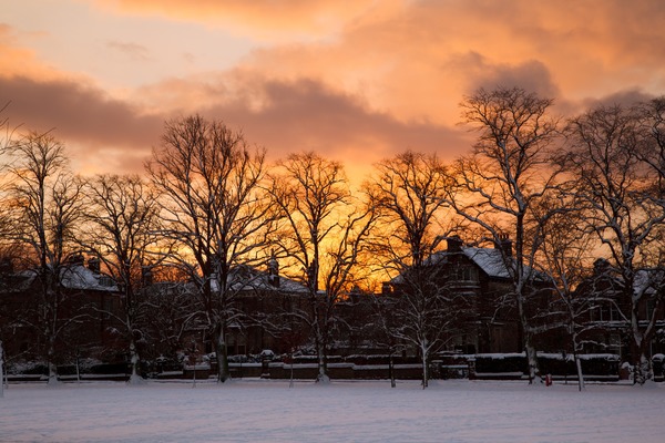 Sunset in winter Stock Photo