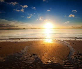 Sunset on the beach at the beach Stock Photo