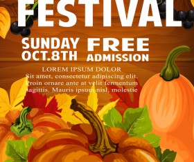 Thank giving frstival poster template with wood background vector 02