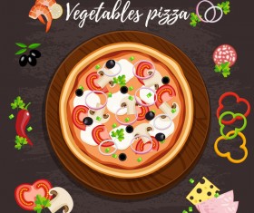 Vagetables pizza vector material