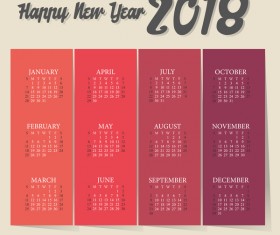 Vintage red calendar 2018 template vector