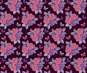 Vintage seamless pattern with roses on purple background vector