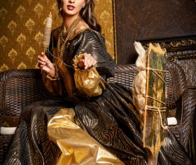 Wearing a retro dress woman Stock Photo 03