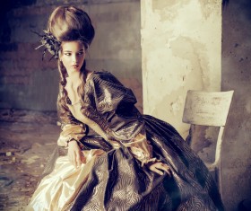 Wearing a retro dress woman Stock Photo 04