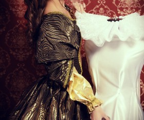 Wearing a retro dress woman Stock Photo 06