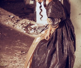 Wearing a retro dress woman Stock Photo 07