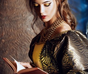 Wearing a retro dress woman Stock Photo 08