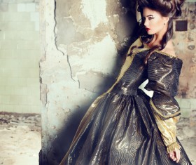 Wearing a retro dress woman Stock Photo 09